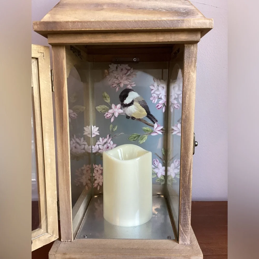 Wooden Lantern with glass panels & door